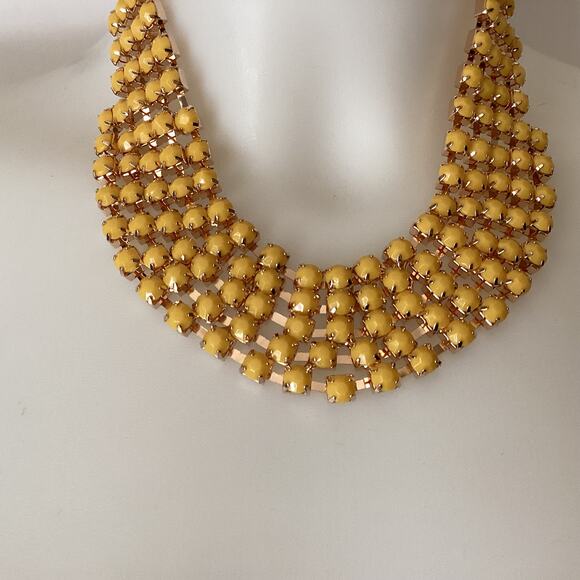 1788 NIP Cherie 5 Row Yellow Stones Gold 18" Necklace with Matching Earrings - Picture 2 of 5